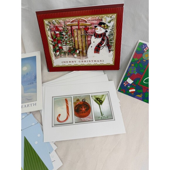 Modern Style Christmas Card Lot of 38 pc with Envelopes Holiday Greetings - Picture 8 of 9
